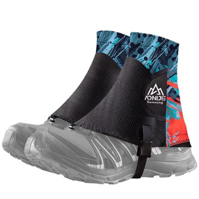 AONIJIE Trail Gaiters Low Gators Urltra-Light Waterproof Ankle Leg Gaiters Protective Reflective Shoe Covers for Outdoor Hiking Walking Backpacking (Red)