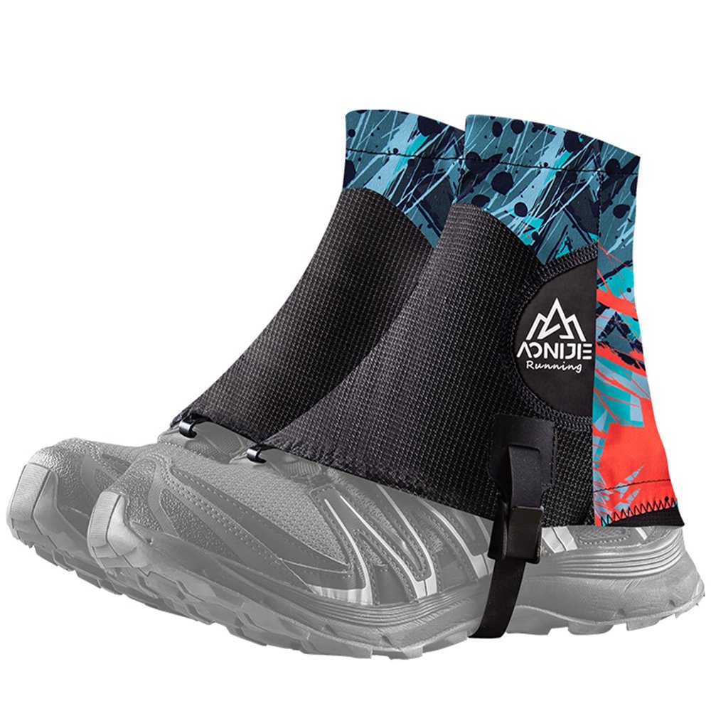 AONIJIE Trail Gaiters Low Gators Urltra-Light Waterproof Ankle Leg Gaiters Protective Reflective Shoe Covers for Outdoor Hiking Walking Backpacking (Red)