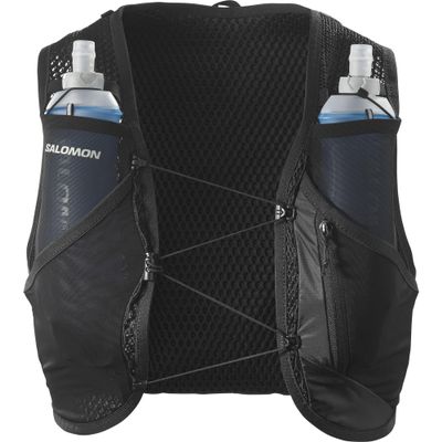Salomon Unisex Active Skin 8, Hydration & Storage Vest with 500ml Flasks Included - Black / Metal - M