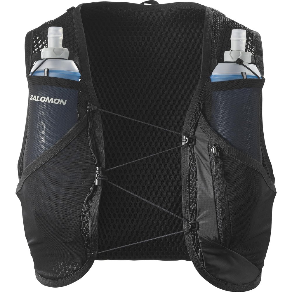 Salomon Unisex Active Skin 8, Hydration & Storage Vest with 500ml Flasks Included - Black / Metal - M