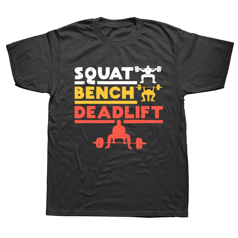 XehuroT-Shirt Funning Powerlifting Squat Bench Deadlift Weightlifting T Shirt Summer Workout Training Fitness (Black,M)