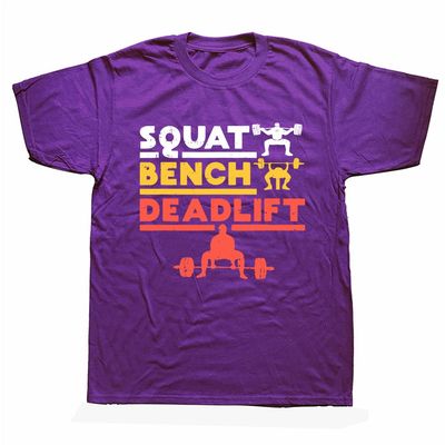 XehuroT-Shirt Funning Powerlifting Squat Bench Deadlift Weightlifting T Shirt Summer Workout Training Fitness (Violet,L)