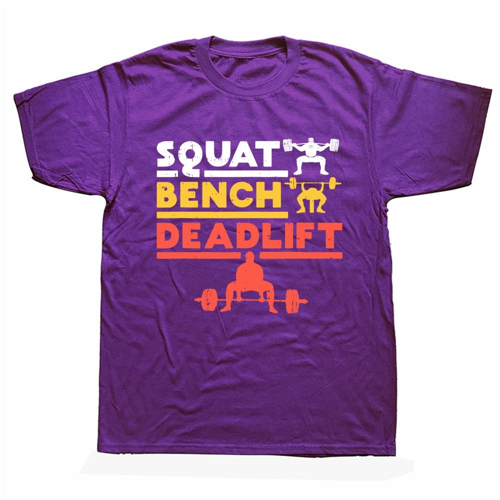 XehuroT-Shirt Funning Powerlifting Squat Bench Deadlift Weightlifting T Shirt Summer Workout Training Fitness (Violet,L)