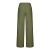 LIUguoo 2024 Summer Pants for Women Casual Pockets Cotton Linen Wide Leg Drawstring Elastic Waist Capris Crop Pants Slacks view 2