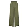 LIUguoo 2024 Summer Pants for Women Casual Pockets Cotton Linen Wide Leg Drawstring Elastic Waist Capris Crop Pants Slacks view 3