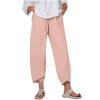 LIUguoo 2024 Summer Pants for Women Casual Pockets Cotton Linen Wide Leg Drawstring Elastic Waist Capris Crop Pants Slacks view 1