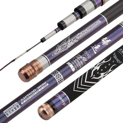 ZFF Telescopic Fishing Rod Carbon Hand Pole Super Hard Ultralight 28 Tone 3.6m 4.5m 5.4m 6.3m 7.2m Rivers Lakes Reservoirs Streams (Size : 5.4m)