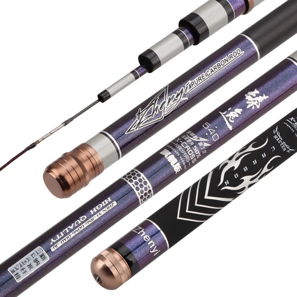 ZFF Telescopic Fishing Rod Carbon Hand Pole Super Hard Ultralight 28 Tone 3.6m 4.5m 5.4m 6.3m 7.2m Rivers Lakes Reservoirs Streams (Size : 5.4m)