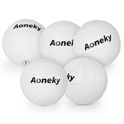 Aoneky 10-Pack Official Size 5 Soft Volleyball - Premium PVC Training Ball for Indoor & Outdoor (Air Pump Included)