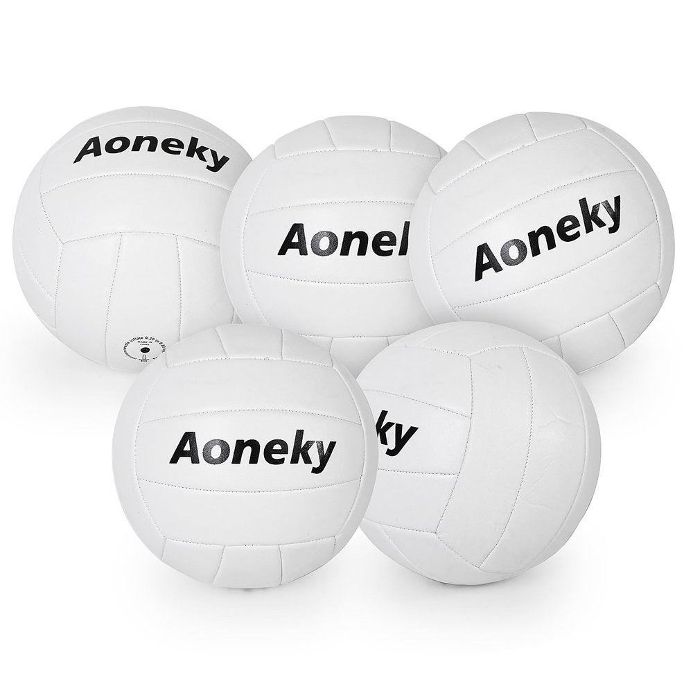 Aoneky 10-Pack Official Size 5 Soft Volleyball - Premium PVC Training Ball for Indoor & Outdoor (Air Pump Included)