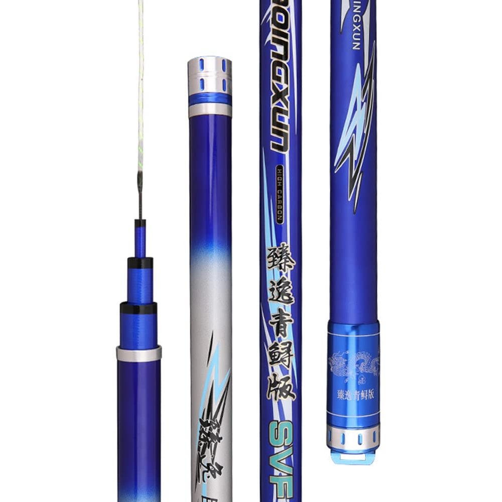 ZFF Carbon Fishing Rod Telescopic Hand Pole Super Hard Ultralight 19 Tone Fishing Big Fish 3.6m 3.9m 4.5m 4.8m 5.4m 5.7m 6.3m 7.2m 8m 9m Rivers Lakes Reservoirs Streams (Size : 7.2m)