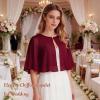 Ciormis Burgundy Chiffon Capelets for Women, Soft Sheer Shawl and Wraps Shrug for Evening Wedding Dresses (US-DP-Burgundy) view 3