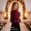 Ciormis Burgundy Chiffon Capelets for Women, Soft Sheer Shawl and Wraps Shrug for Evening Wedding Dresses (US-DP-Burgundy) view 4