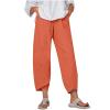 LIUguoo 2024 Summer Pants for Women Casual Pockets Cotton Linen Wide Leg Drawstring Elastic Waist Capris Crop Pants Slacks view 1