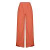 LIUguoo 2024 Summer Pants for Women Casual Pockets Cotton Linen Wide Leg Drawstring Elastic Waist Capris Crop Pants Slacks view 2
