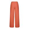 LIUguoo 2024 Summer Pants for Women Casual Pockets Cotton Linen Wide Leg Drawstring Elastic Waist Capris Crop Pants Slacks view 3