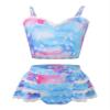 Yartina Toddler Baby Girls Two Pieces Swimsuit Crop Tank Top with Briefs Summer Swimwear Lace Bikini Set Blue 18-24 Months view 1