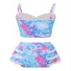 Yartina Toddler Baby Girls Two Pieces Swimsuit Crop Tank Top with Briefs Summer Swimwear Lace Bikini Set Blue 18-24 Months view 2