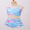 Yartina Toddler Baby Girls Two Pieces Swimsuit Crop Tank Top with Briefs Summer Swimwear Lace Bikini Set Blue 18-24 Months view 3