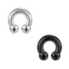 AccGin 2Pcs Horseshoe Earrings Circular Barbell 316L Surgical Steel Internally Threaded 00G 0G 2G 4G 6G 8G 12G Septum Nose Rings Pierced Body Jewelry for Women PA Ring 12mm 16mm 19mm Black Silver view 1