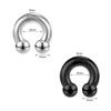 AccGin 2Pcs Horseshoe Earrings Circular Barbell 316L Surgical Steel Internally Threaded 00G 0G 2G 4G 6G 8G 12G Septum Nose Rings Pierced Body Jewelry for Women PA Ring 12mm 16mm 19mm Black Silver view 2
