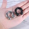 AccGin 2Pcs Horseshoe Earrings Circular Barbell 316L Surgical Steel Internally Threaded 00G 0G 2G 4G 6G 8G 12G Septum Nose Rings Pierced Body Jewelry for Women PA Ring 12mm 16mm 19mm Black Silver view 4
