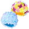 LIOOBO Petal Ladies Swim Cap: Flower Swim Cap, Floral Swim Caps, Fashionable Women Bathing Hat for Braids and Dreadlocks (Color and Blue) view 1