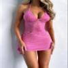 Juakoso Women 2 Piece Lace Patchwork Mini Skirt Sets Outfits Y2k Sleeveless Sheer Mesh Cami Crop Top Bodycon Short Skirt view 2