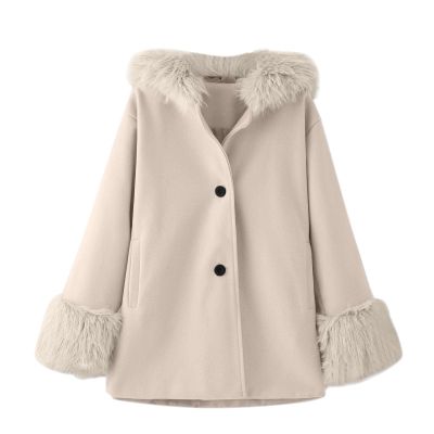 Ikevan 1 to 7 Years Toddler Kids Girls Winter Windproof Coat Jacket Kids Warm Fleece Hooded Outerwear (2-Beige#ty, 4-5 Years)