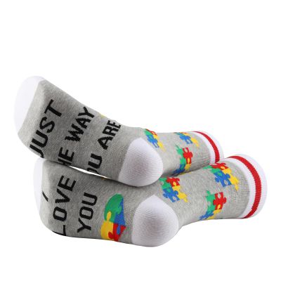 PWHAOO 1 Pair Autism Awareness Socks I Love You Just The Way You Are Socks Autism Support Socks Autism Themed Gift (THE WAY YOU ARE Socks)