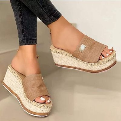 Dheva-C Platform Sandals Women Summer Dressy Fashion Espadrilles Sandals Wedges Sandals Platform Casual Summer High Heels Open Toe Sandals Slip on Shoes Women (Coffee-c, 7)