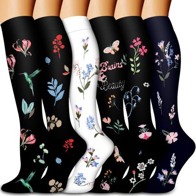 Bluemaple Compression Socks for Women & Men Circulation (6 Pairs) 15-20 mmHg is Best Support for Athletic Running Cycling