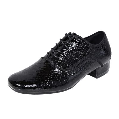 CsgrFagr Men's Modern Dance Shoes Low Heel Square Toe Dance Shoes Social Dance Shoes Tux Shoes Glitter (Black, 8.5)
