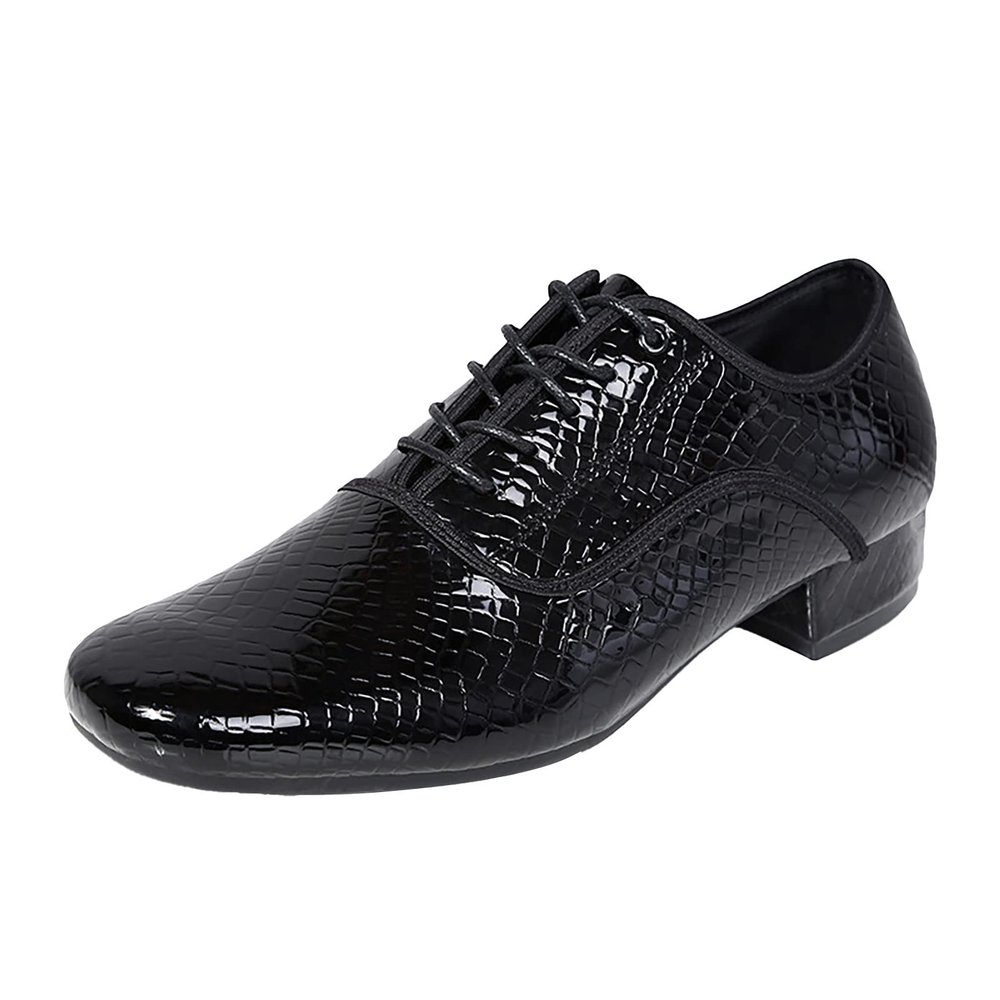 CsgrFagr Men's Modern Dance Shoes Low Heel Square Toe Dance Shoes Social Dance Shoes Tux Shoes Glitter (Black, 8.5)