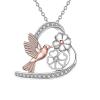 Lady Hummingbird Heart Necklaces Summer Daisy Bird Pendant Necklace Flower Inlaid Zircon Chain Necklace Jewelry (A, One Size) view 1