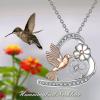 Lady Hummingbird Heart Necklaces Summer Daisy Bird Pendant Necklace Flower Inlaid Zircon Chain Necklace Jewelry (A, One Size) view 3