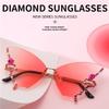 2023 Summer Ladies Novelty Color Butterfly Shape Glasses,Diamond Butterfly Sunglasses, Butterfly Rhinestone Glasses for Women (Purple) view 2