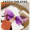 2023 Summer Ladies Novelty Color Butterfly Shape Glasses,Diamond Butterfly Sunglasses, Butterfly Rhinestone Glasses for Women (Purple) view 3
