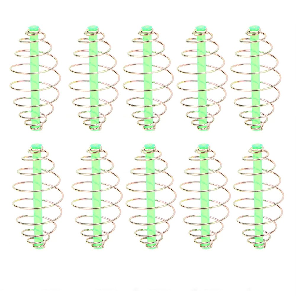 Alomejor 10PC Spring Coil Inline Method Feeder Coil Inline Metal Bait Feeder Fishing Tackle (S)