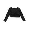 TiaoBug Kids Girls Long Sleeve Thick Knot Ruched Ballet Dance Top Wrap Shrug Sweater Cardigan Shrug Dress Cover Up Black 7-8 Years view 3