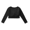 TiaoBug Kids Girls Long Sleeve Thick Knot Ruched Ballet Dance Top Wrap Shrug Sweater Cardigan Shrug Dress Cover Up Black 7-8 Years view 4