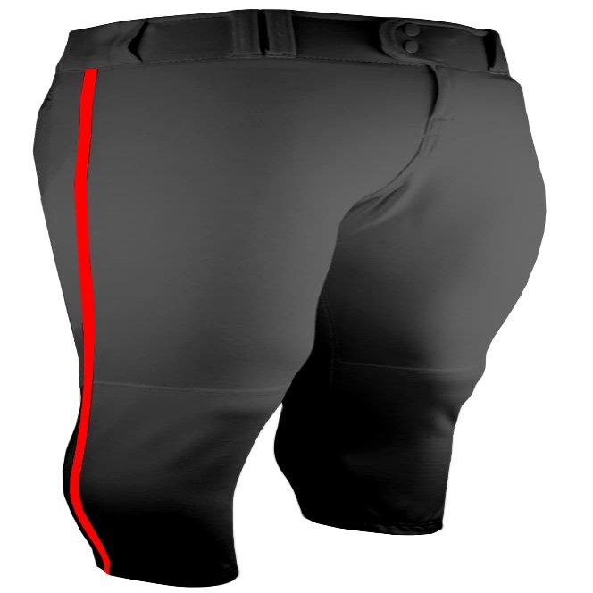 Epic Girl's Tournament Low-Rise, Belt Loop, Braid Softball Pants (W/Piping) Black/Red L