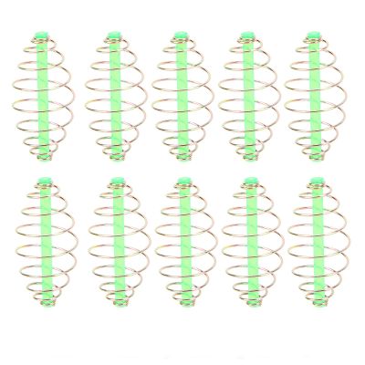 Alomejor 10PC Spring Coil Inline Method Feeder Coil Inline Metal Bait Feeder Fishing Tackle (M)
