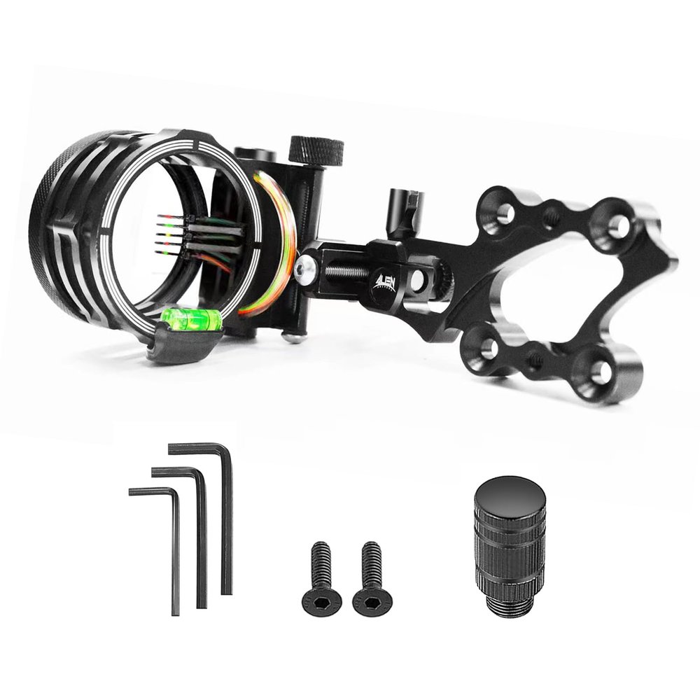 SOOHUPET 5-Pin Archery Bow Sight, Outdoor Archery Equipment, Tool-Less Micro-Click Adjustments Use with Left and Right-Hand Bows