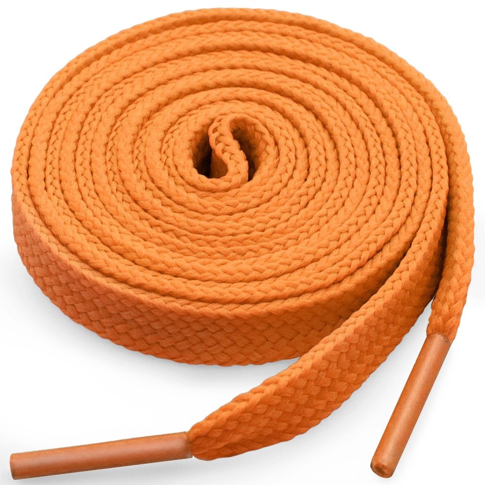 YFINE Flat Shoe Laces for Sneakers: 2 Pairs 63 Inch Orange 9 MM Wide Thick Athletic Shoelaces