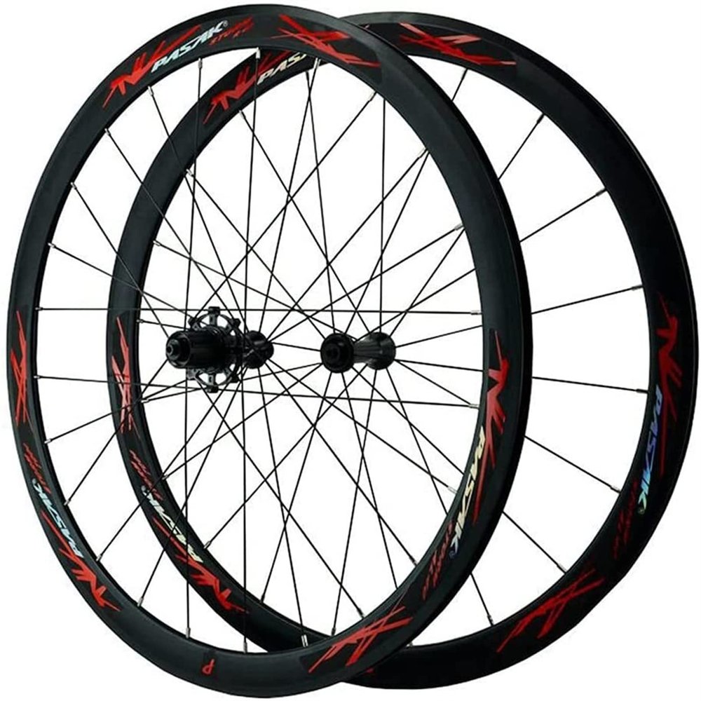 ZECHAO 700C Ultralight Double Walled Aluminum Alloy Bike Wheel Quick Release C/V Brake Front Wheel Rear Wheel 7-12 Speed Wheelset (Color : Red, Size : 700C)