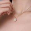 Lady Rotatable Flower Necklace for Womens Anxiety Stress Pendant Necklaces Floral Inlaid Zircon Chain Necklace (Gold, One Size) view 3