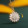 Lady Rotatable Flower Necklace for Womens Anxiety Stress Pendant Necklaces Floral Inlaid Zircon Chain Necklace (Gold, One Size) view 4