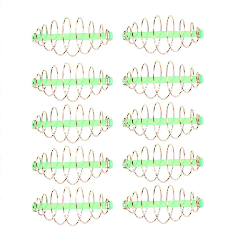Alomejor 10PC Spring Coil Inline Method Feeder Coil Inline Metal Bait Feeder Fishing Tackle (L)