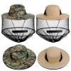 Sucrain 2 Pack Mosquito Head Net Hat Sun Hat Garden Bug Hat with Hidden Net Mesh for Outdoor Gardening (Green Digital Camo+Beige) view 2
